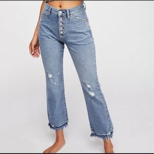 Free People We The Free Dylan High Rise Cropped Women's 27/4 Distressed Jeans